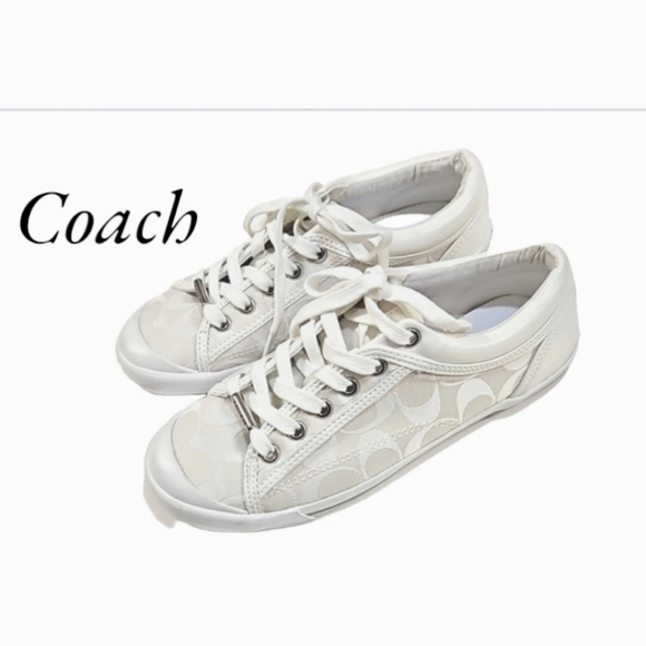 Coach Francesca logo canvas white sneakers women's size 7 - Picture 9 of 9